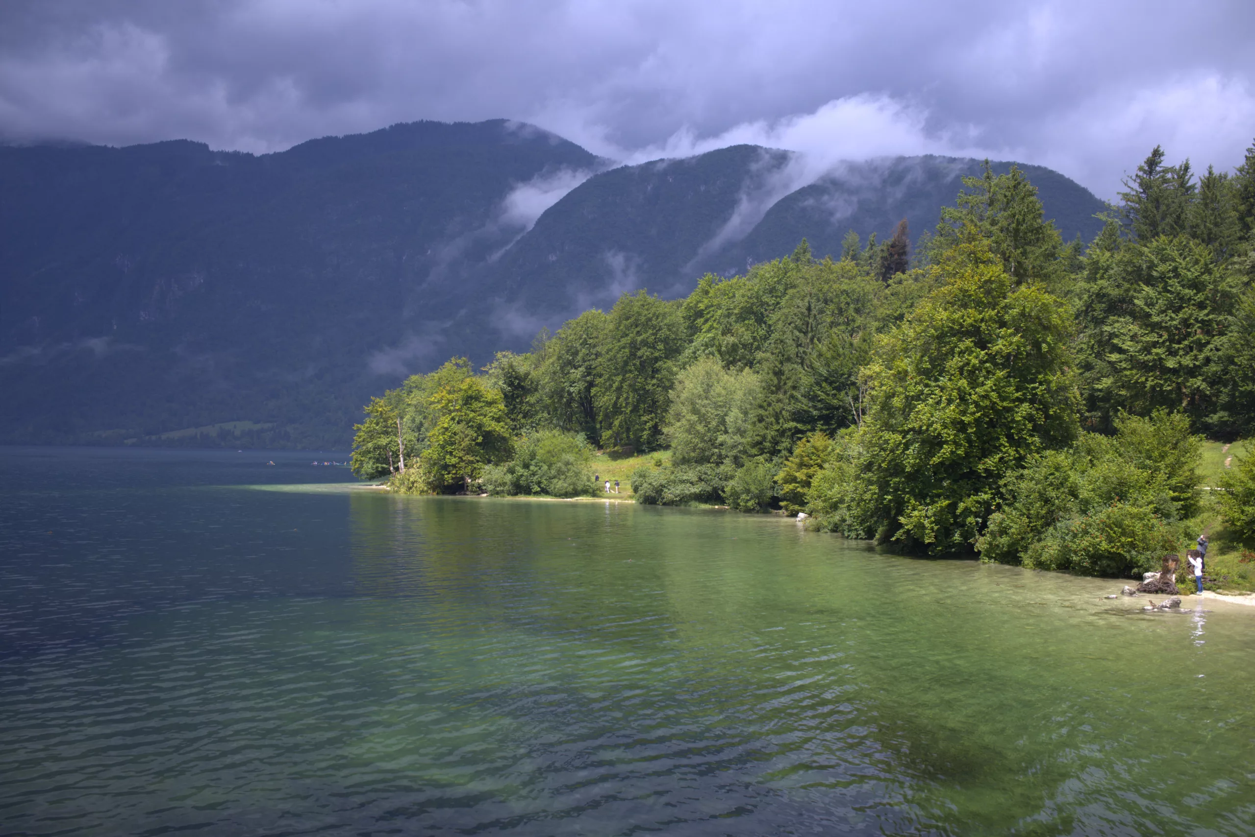 The view in Lake Bohinj from Slovenia
