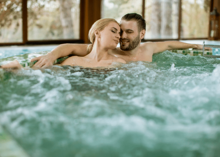 A couple in a jacuzzi