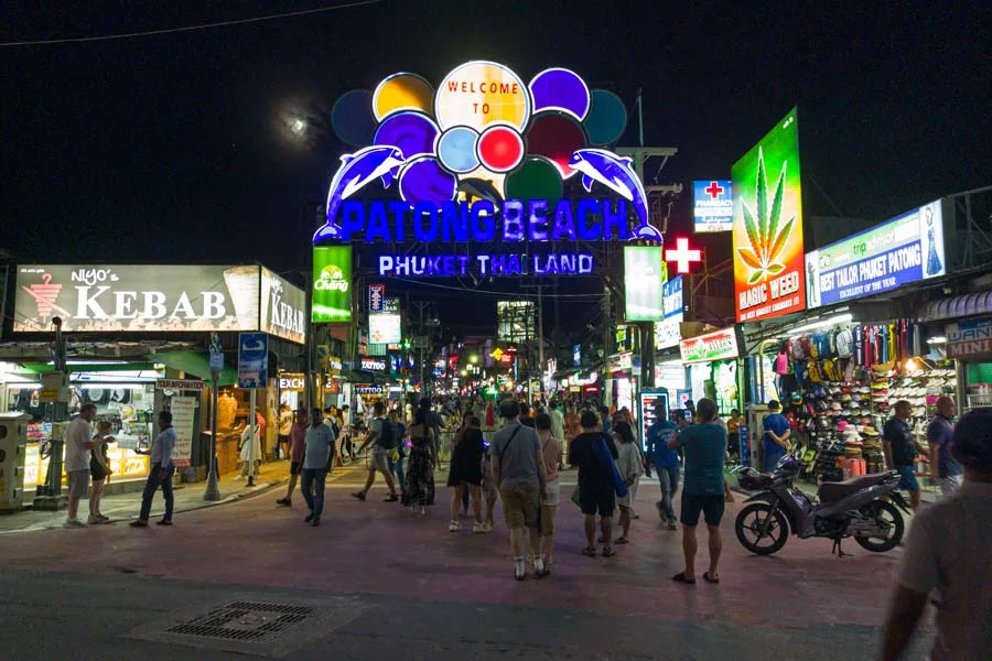 A colorful sign during the night in Phuket