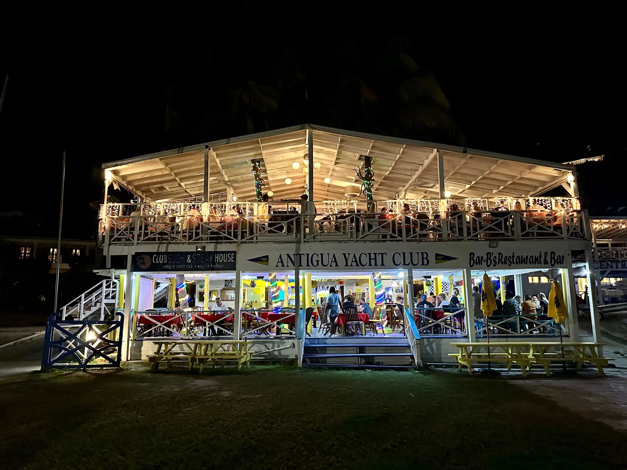 The Antigua Yatch Club in English Harbor during the night