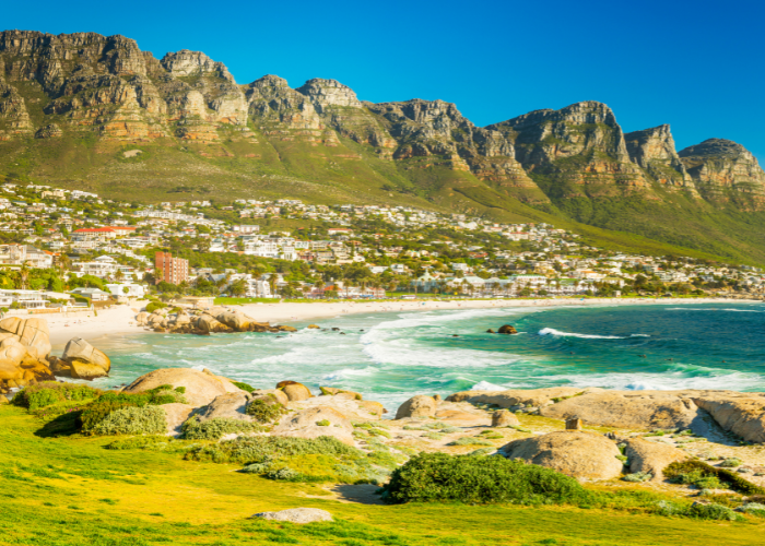 the shoreline of camps bay, south africa