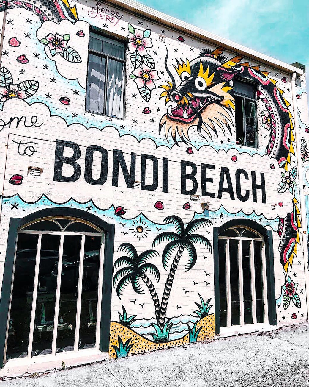 bondi beach building with graffiti wall art