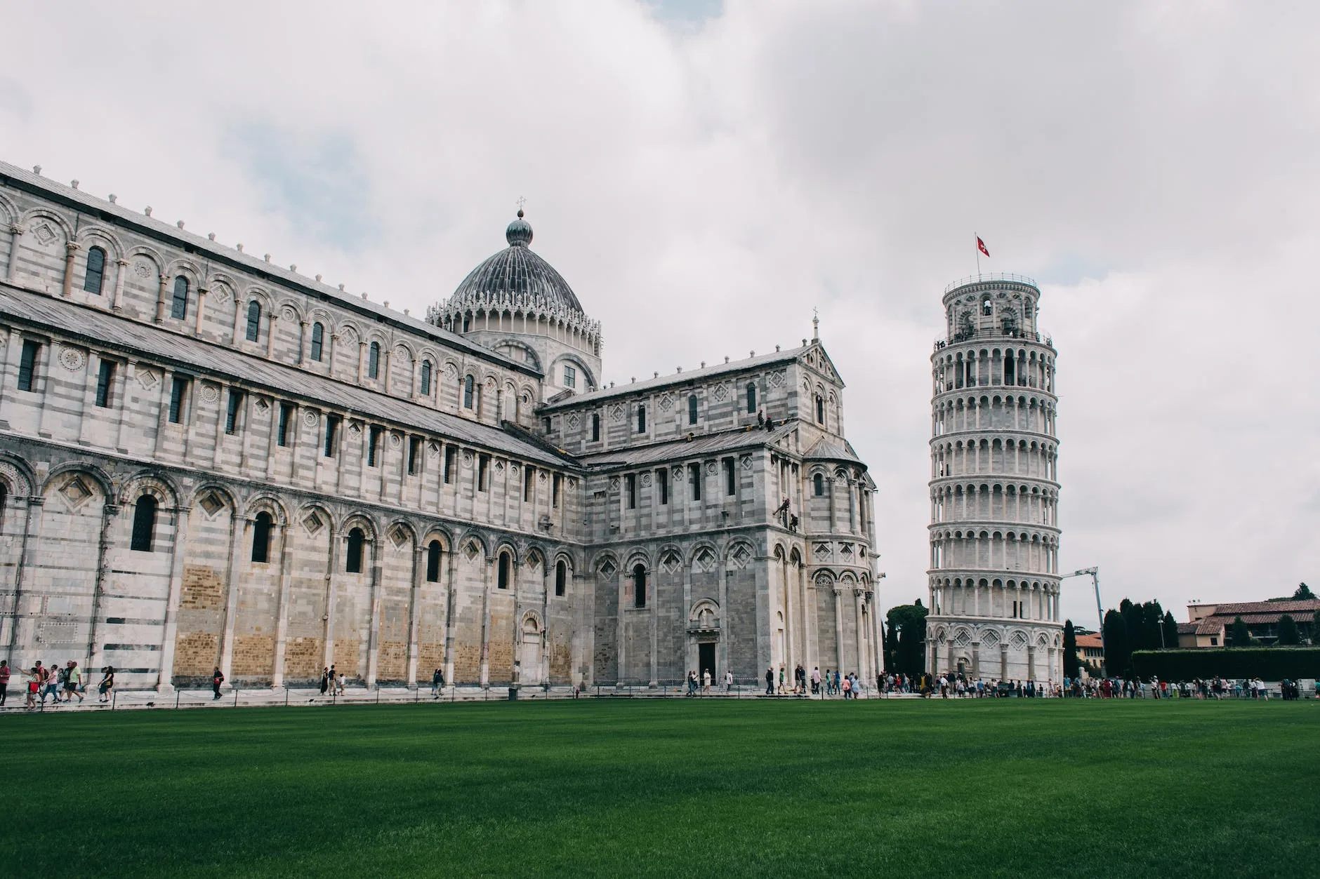 the famous pisa cathedral and leaning tower of pisa in italy
