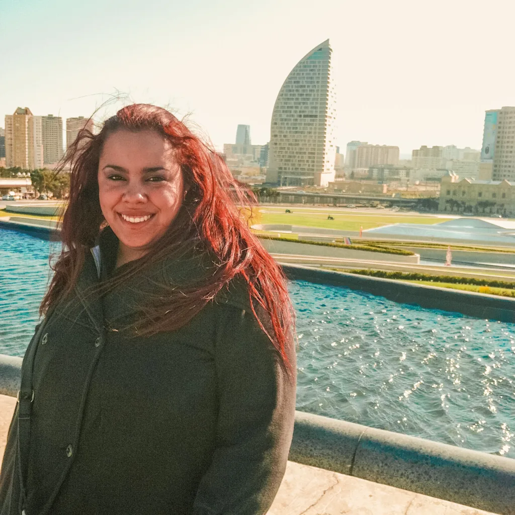 Azerbaijan Solo Female Travel Comprehensive Guide 2026 1 Brenda posing in Baku