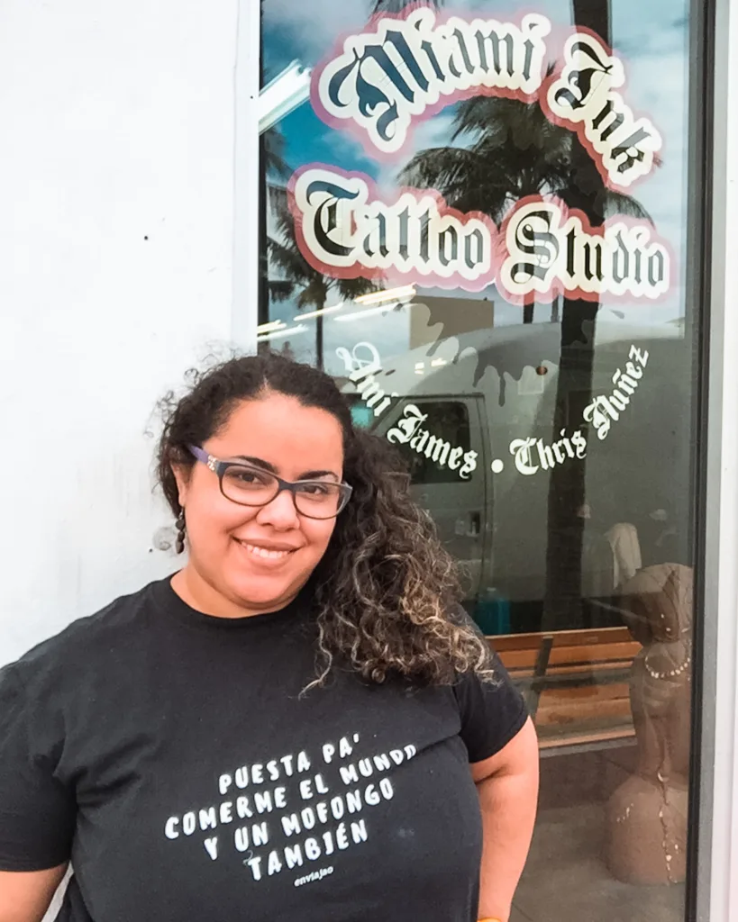 Solo Female Travel to Miami Comprehensive Guide 2026 2 Brenda in front of Miami ink tattoo shop