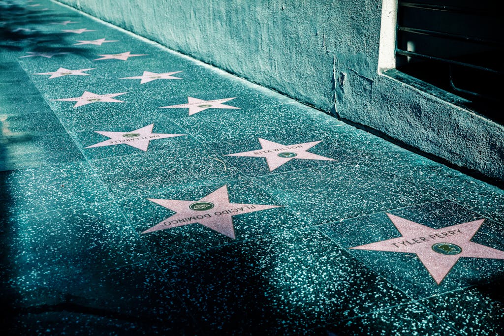 Ultimate Los Angeles 4 Day Itinerary: A Comprehensive Guide 1 View of Hollywood Walk of Fame with stars on the sidewalk in Los Angeles, California.
