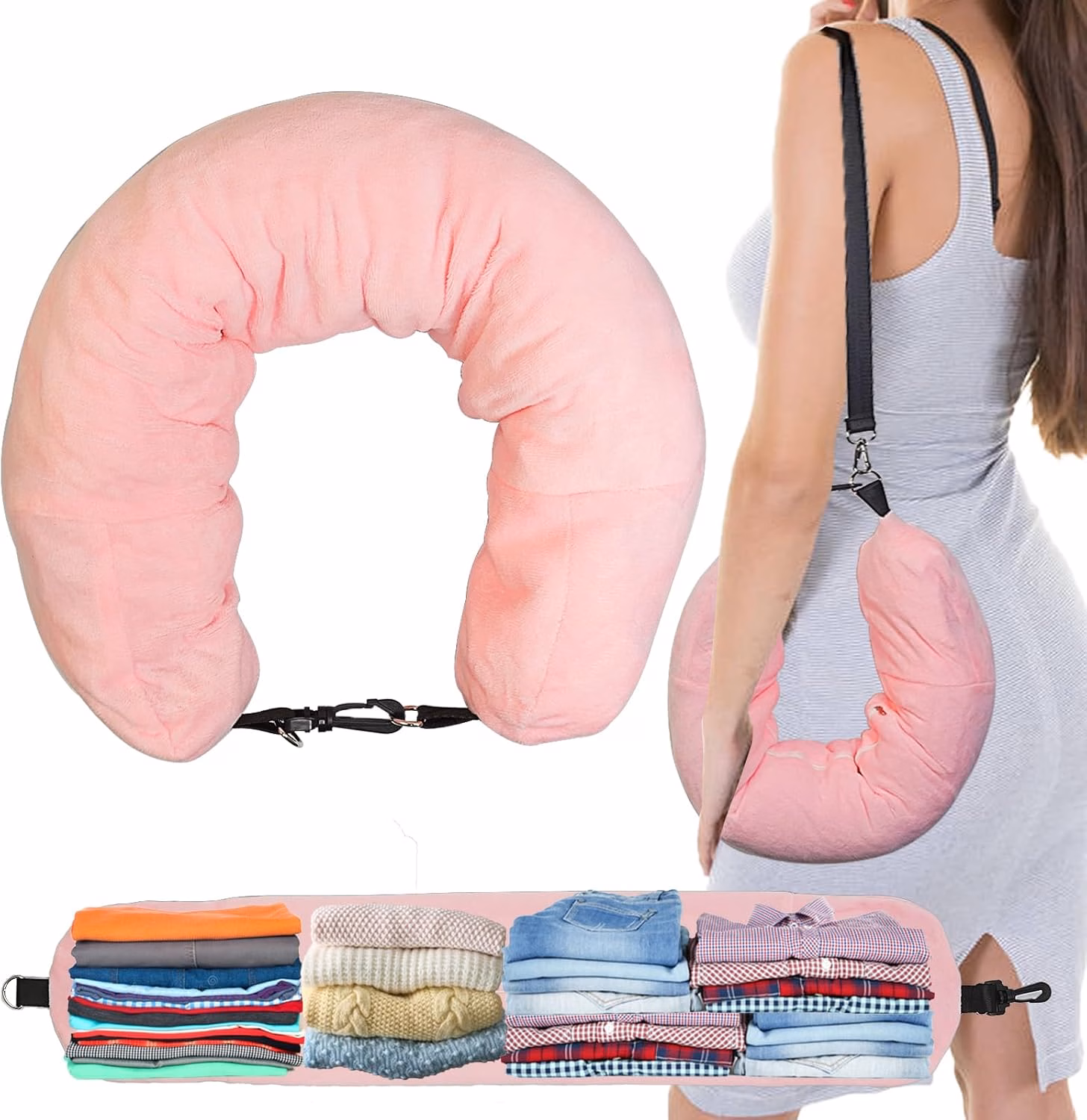 Resources 3 Pink travel pillow with carrying strap